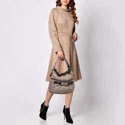 Givenchy Beige/Dark Brown Logo Jacquard Fabric Hobo
