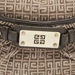 Givenchy Beige/Dark Brown Logo Jacquard Fabric Hobo