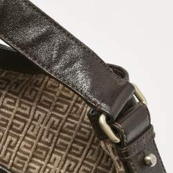 Givenchy Beige/Dark Brown Logo Jacquard Fabric Hobo