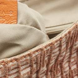 Pre Owned Givenchy Orange Logo Jacquard Fabric and Patent Leather Hobo