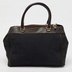 Givenchy Black/Dark Brown Signature Canvas and Leather Double Zip Tote