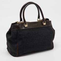 Givenchy Black/Dark Brown Signature Canvas and Leather Double Zip Tote