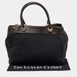 Givenchy Black/Dark Brown Signature Canvas and Leather Double Zip Tote