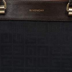 Givenchy Black/Dark Brown Signature Canvas and Leather Double Zip Tote
