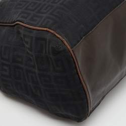 Givenchy Black/Dark Brown Signature Canvas and Leather Double Zip Tote