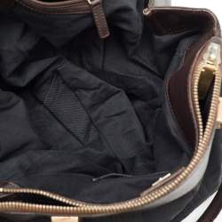 Givenchy Black/Dark Brown Signature Canvas and Leather Double Zip Tote