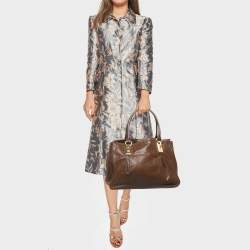 Givenchy Dark Brown Monogram Embossed Leather Pleated Tote
