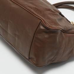 Givenchy Dark Brown Monogram Embossed Leather Pleated Tote