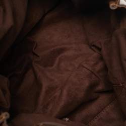 Givenchy Dark Brown Monogram Embossed Leather Pleated Tote