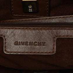 Givenchy Dark Brown Monogram Embossed Leather Pleated Tote