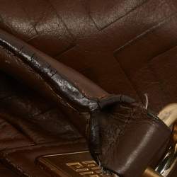 Givenchy Dark Brown Monogram Embossed Leather Pleated Tote