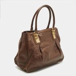 Givenchy Dark Brown Monogram Embossed Leather Pleated Tote