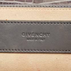 Givenchy Grey Croc Embossed Leather and Suede Small GV3 Shoulder Bag