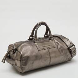 Givenchy Metallic Dark Grey Leather Zip Duffle Bag