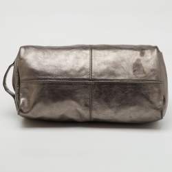 Givenchy Metallic Dark Grey Leather Zip Duffle Bag