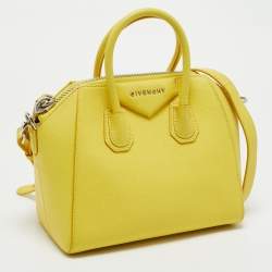 Pre Owned Givenchy Yellow Leather Mini Antigona Satchel