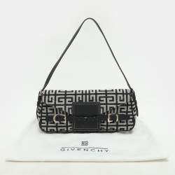 Pre Owned حقيبة كتف جيفنشي قماش وتوقيع جلد أسود/رمادي