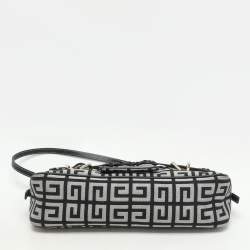 Pre Owned حقيبة كتف جيفنشي قماش وتوقيع جلد أسود/رمادي