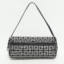 Pre Owned حقيبة كتف جيفنشي قماش وتوقيع جلد أسود/رمادي