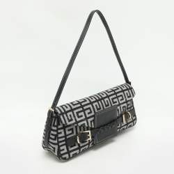 Pre Owned حقيبة كتف جيفنشي قماش وتوقيع جلد أسود/رمادي