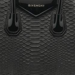Givenchy Black Python and Patent Leather Small Antigona Satchel
