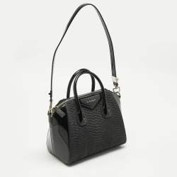 Givenchy Black Python and Patent Leather Small Antigona Satchel