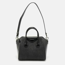 Givenchy Black Python and Patent Leather Small Antigona Satchel