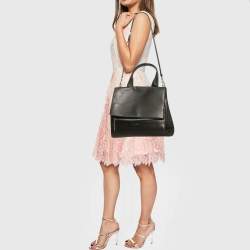 Givenchy Black Leather Pandora Flap Top Handle Bag