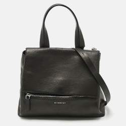 Givenchy Black Leather Pandora Flap Top Handle Bag