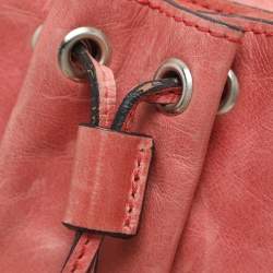 Pre Owned Givenchy Coral Pink Leather Tassel Pocket Chain Baguette Bag