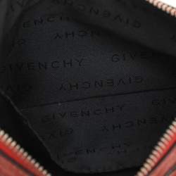 Pre Owned Givenchy Coral Pink Leather Tassel Pocket Chain Baguette Bag