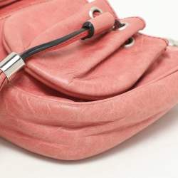 Pre Owned Givenchy Coral Pink Leather Tassel Pocket Chain Baguette Bag