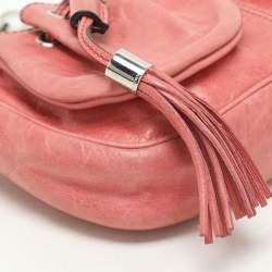 Pre Owned Givenchy Coral Pink Leather Tassel Pocket Chain Baguette Bag