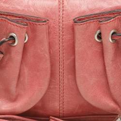 Pre Owned Givenchy Coral Pink Leather Tassel Pocket Chain Baguette Bag