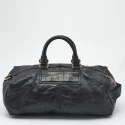 Pre Owned Givenchy Black Croc Embossed Leather Satchel