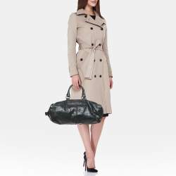 Pre Owned Givenchy Black Croc Embossed Leather Satchel