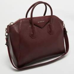 Pre Owned Givenchy Burgundy Leather Medium Antigona Satchel
