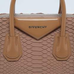 مملوكة مسبقًا حقيبة ساتشل جيفنشي أنتيغونيا جلد بيثون و لامع بلونين بيج صغيرة