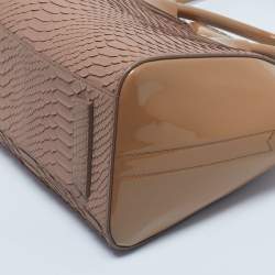 مملوكة مسبقًا حقيبة ساتشل جيفنشي أنتيغونيا جلد بيثون و لامع بلونين بيج صغيرة