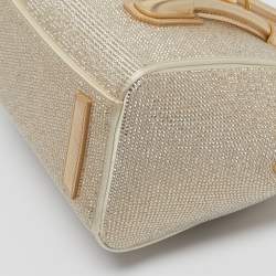 Pre Owned حقيبة توت جيفنشي أنتيغونا صغيرة بقفل ساتان وجلد مرصعة بالكريستال الذهبي