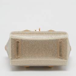 Pre Owned حقيبة توت جيفنشي أنتي غونا صغيرة بقفل ساتان وجلد مرصعة بالكريستال الذهبي