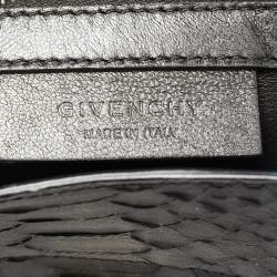 Pre Owned Givenchy Black Python and Patent Leather Mini Pandora Box Crossbody Bag
