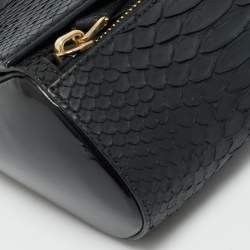 Pre Owned Givenchy Black Python and Patent Leather Mini Pandora Box Crossbody Bag