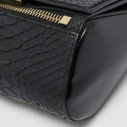 Pre Owned Givenchy Black Python and Patent Leather Mini Pandora Box Crossbody Bag