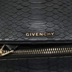 Pre Owned Givenchy Black Python and Patent Leather Mini Pandora Box Crossbody Bag