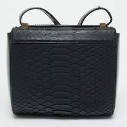 Pre Owned Givenchy Black Python and Patent Leather Mini Pandora Box Crossbody Bag