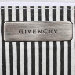 Pre Owned Givenchy Grey/Black Canvas and Croc Embossed Leather Flap Shoulder Bag  