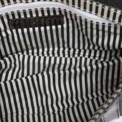 Pre Owned Givenchy Grey/Black Canvas and Croc Embossed Leather Flap Shoulder Bag  