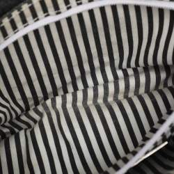 Pre Owned Givenchy Grey/Black Canvas and Croc Embossed Leather Flap Shoulder Bag  