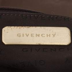 Pre Owned Givenchy Brown/Beige Monogram Canvas and Leather Buckle Flap Hobo